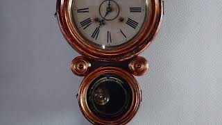 〈完動・美品〉イングラハム　金継　金箔本四ツ丸達磨型ゼンマイ振り子時計　古時計 完動・美品〉E INGRAHAM 金箔本四ツ丸達磨ゼンマイ振り子時計