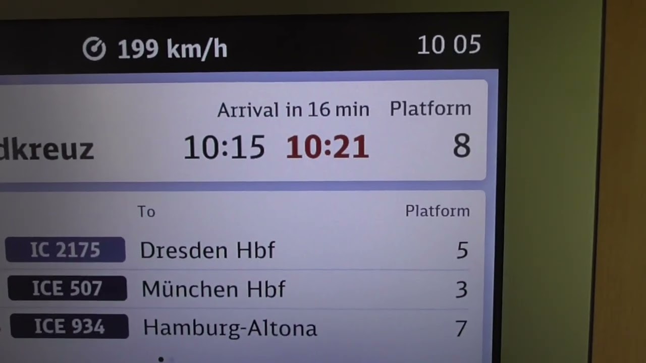 Ombord på tåget ICE 804 Munchen-Kiel