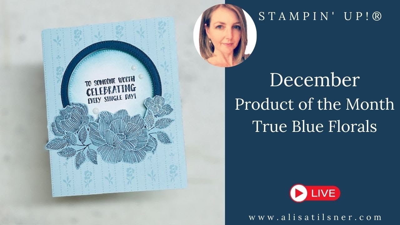 Stampin' Up!: Товар месяца декабря - Цветочный узор True Blue Florals | Трехстворчатая открытка