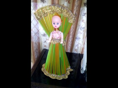 Image result for How to make a doll dress with plastic straw