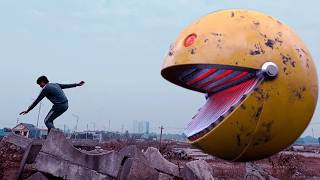 Pacman In Real Life - Pac man Mother and Child!