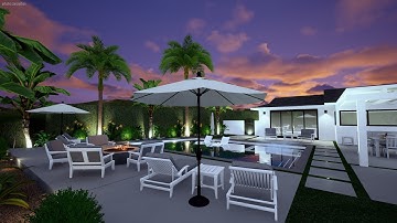 Modern Tropical Resort w/ Music Studio - 3D Landscape Design Music Video