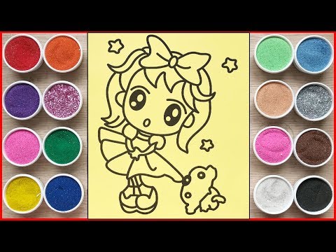 Video TÔ MÀU TRANH CÁT BÚP BÊ MẮT TO & CÚN CƯNG - Doll sand... - youtube