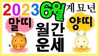 [띠별 월간 운세] 2023년 6월 한 달 말띠와 양띠 운세입니다~  사주/운세/역학/철학/주역/관상/풍수지…