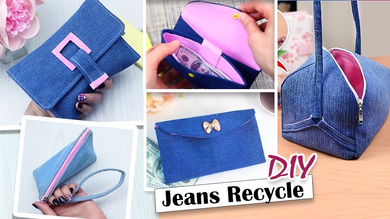 4 FANTASTIC JEANS RECYCLE IDEAS WOMAN PURSE BAG TUTORIALS - YouTube