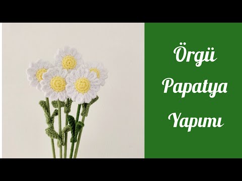 Örgü Papatya Yapımı / Uzun Kök Papatya / Knit Daisy / Örgü Papatya Nasıl Yapılır / Crochet Daisy