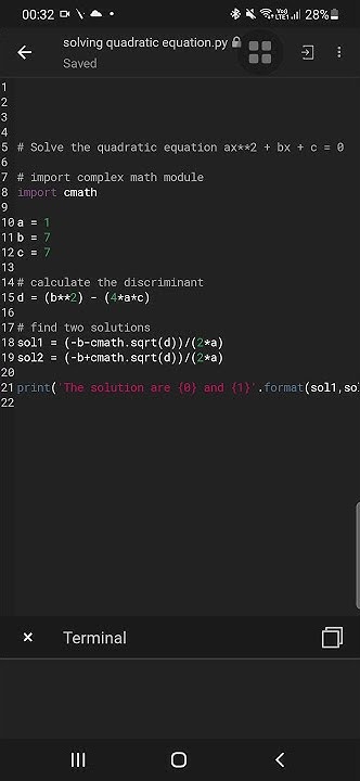 Python program || Solving Quadratic equation - YouTube