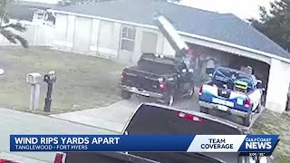 Video shows wild storm winds lift truck, damage roofs and property in Lee County