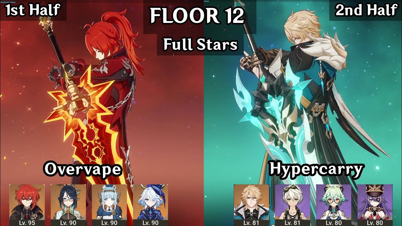 Diluc Plunge Overvape + Pyro Varka | 6.4 Spiral Abyss Floor 12 9 Stars | Genshin Impact