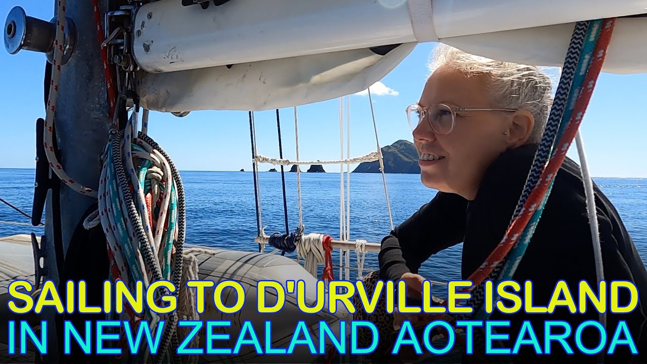 Sailing to D'urville Island Close to Rocks and Sea Arches in the Marlborough Sounds of New Zealand