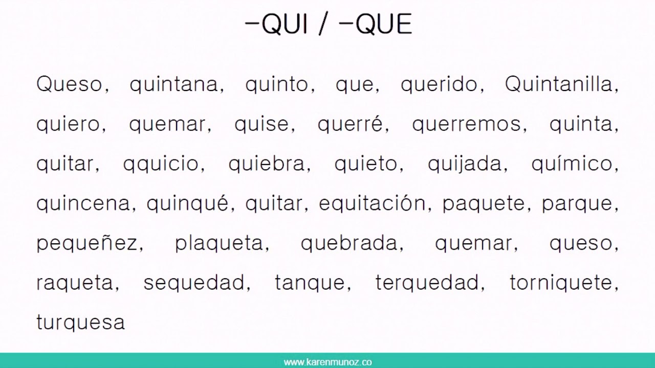 Practice the combinations QUE and QUI in Spanish with me. - YouTube
