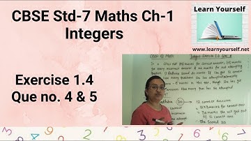 CBSE Std-7 Math Ch 1 Integers|| Exercise 1.4 Que number 5 & 6 ||Exercise solution