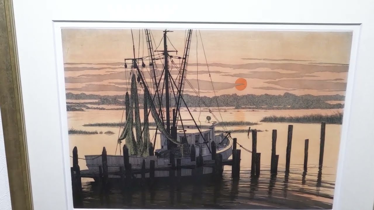 キャロル・コレット サンセット インテリア 絵画 風景画 湖 銅版画 手