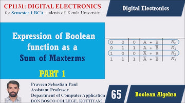 LECTURE 65 – DIGITAL ELECTRONICS –EXPRESSION OF BOOLEAN FUNCTION AS POS PART 1- BCA SEM1