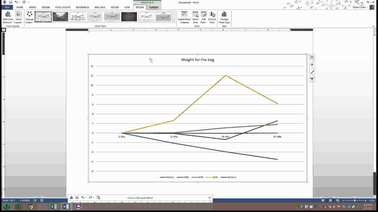 Making a Line Graph in MS Word with Excel - YouTube