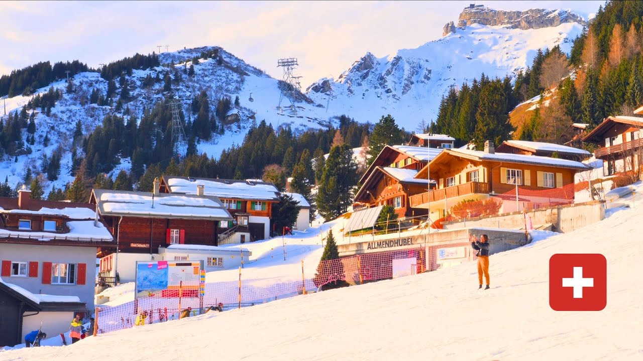 Mürren Switzerland🇨🇭Most Beautiful Fairytale Winter Village - Walking ...