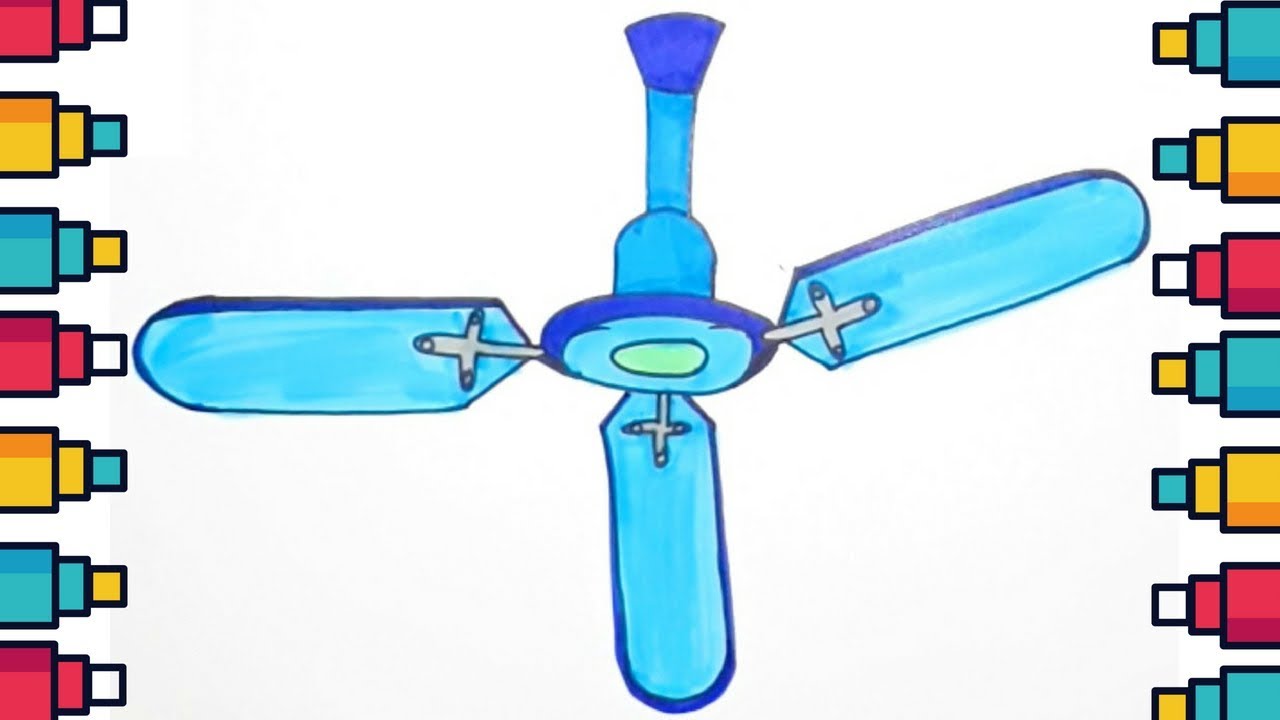 How To Draw Ceiling Fan Step By Step
