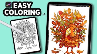 How to color a COLORING PAGE in PROCREATE #Shorts screenshot 1