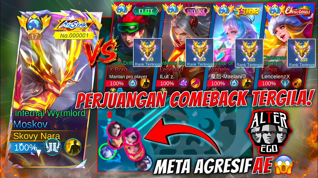 Comeback Mengerikan !! Lawan Meta Agresif ALTER EGO! Udah Mau Nyerah Tapi Malah... ~ MLBB