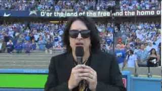 Paul Stanley Sings The National Anthem at Dodger Stadium  Interview Included