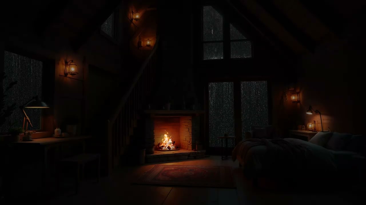 Sleep Slips In Slowly | Rain on the Window & Firelight in the Dark 🌧️🔥😴