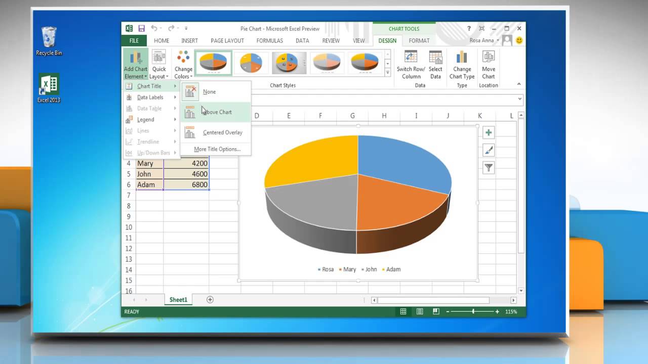 How To Add Chart Title In Excel 2013