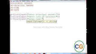 Python Program for simple interest I Calculate simple interest in python I Tutorial in Hindi