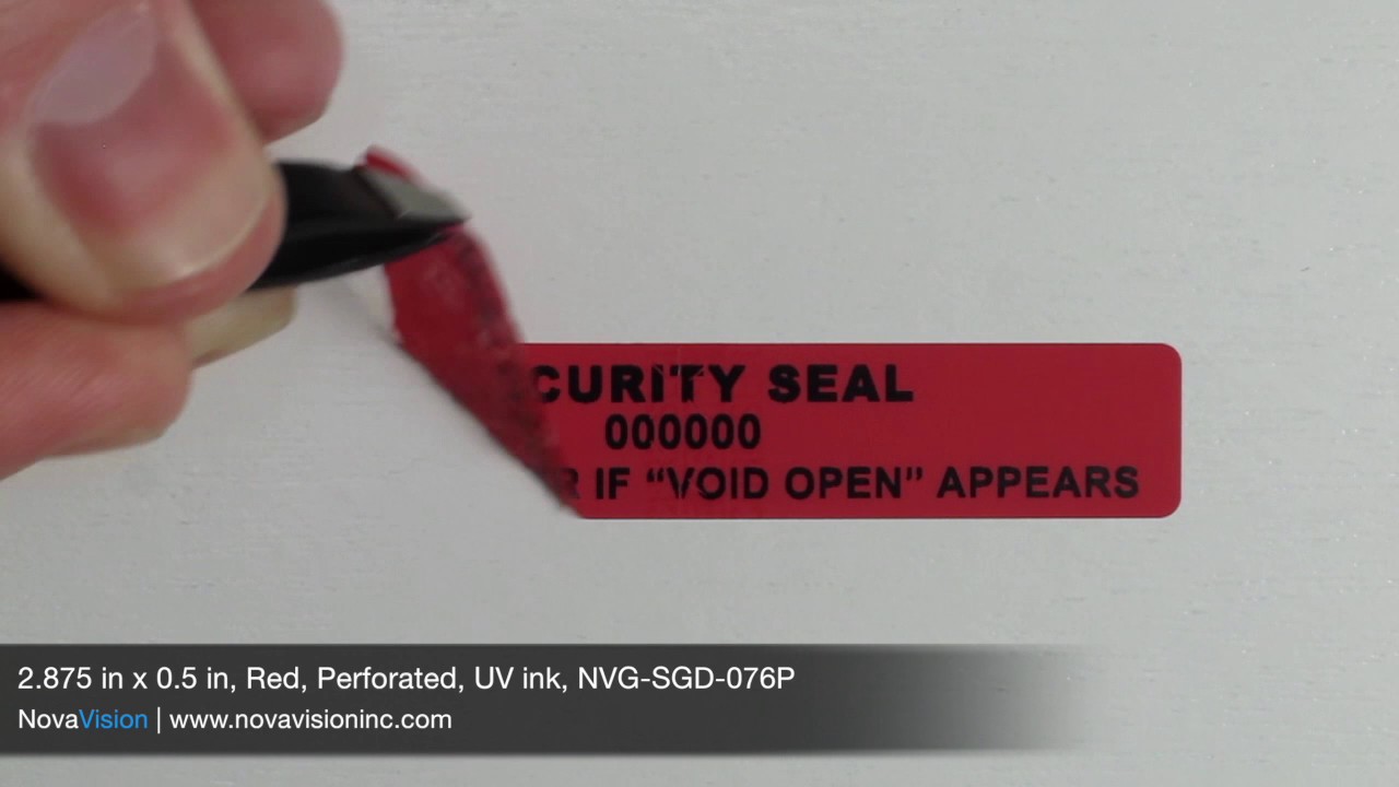 2.875" x 0.5" Red Perforated Void Open UV ink NVG-SGD-076P