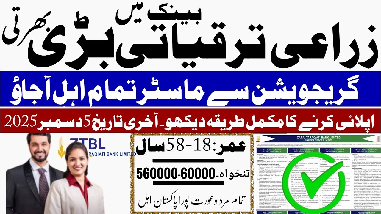 Zarai Taraqiati Bank Jobs 2025 | Latest ZTBL Jobs | Apply Online – Full Details & Eligibility