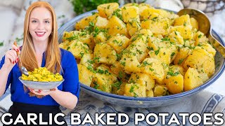 Easy Herb & Garlic Baked Potatoes Recipe - Garlicky & So Delicious!