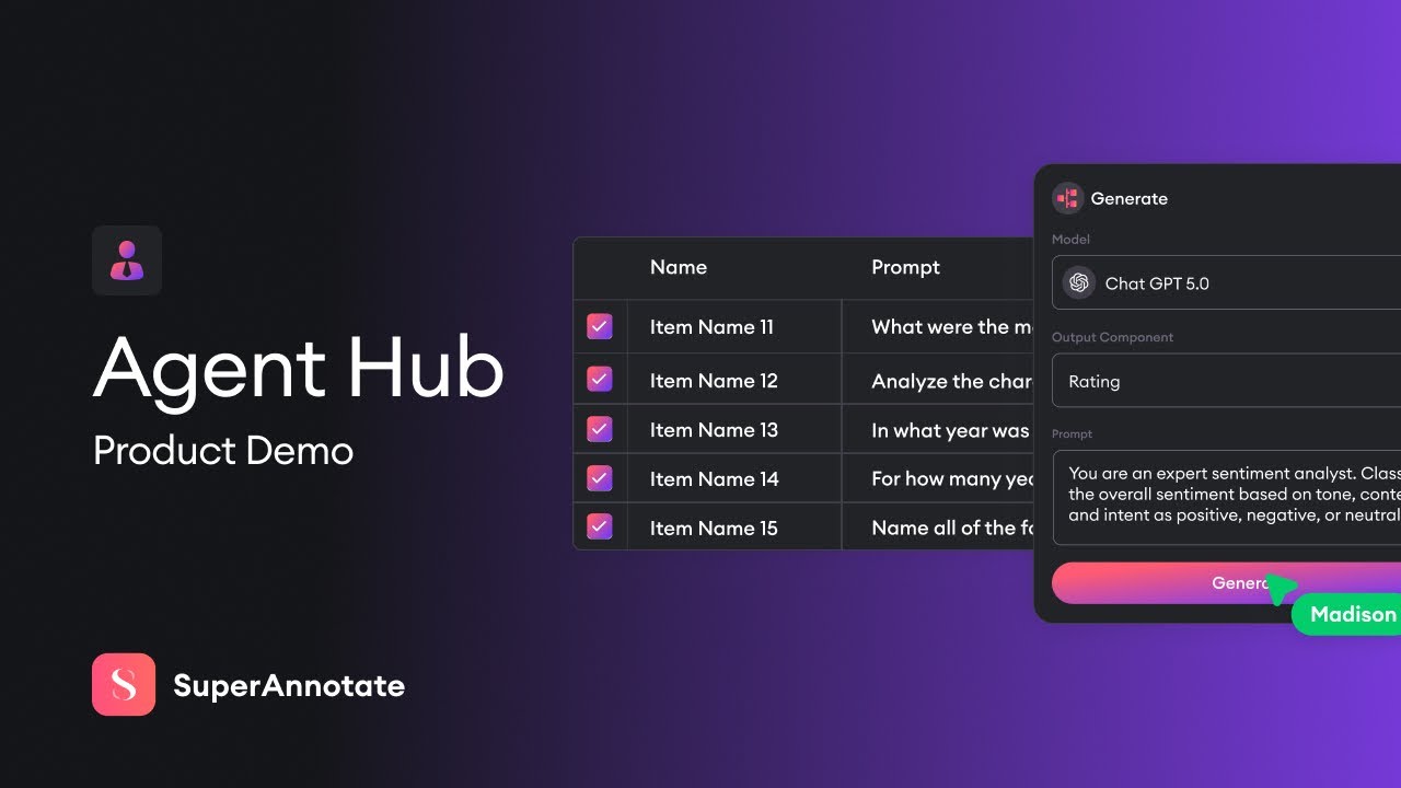 SuperAnnotate Agent Hub Product Demo