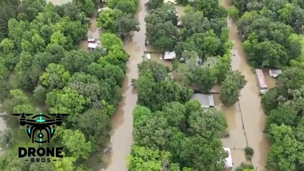 Drone video shows flooding near Livingston Dam - YouTube