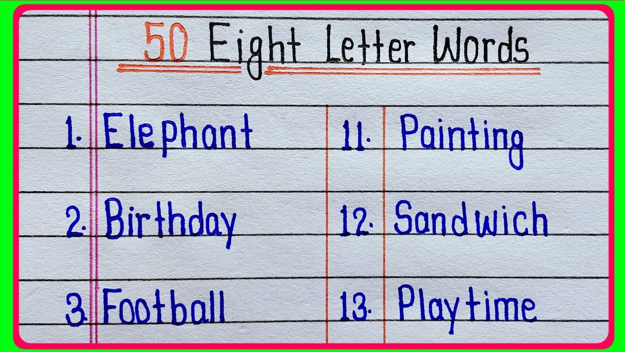 50 Eight Letter Words in English || Learn And Write Eight Letter Words || Eight Letter Words 