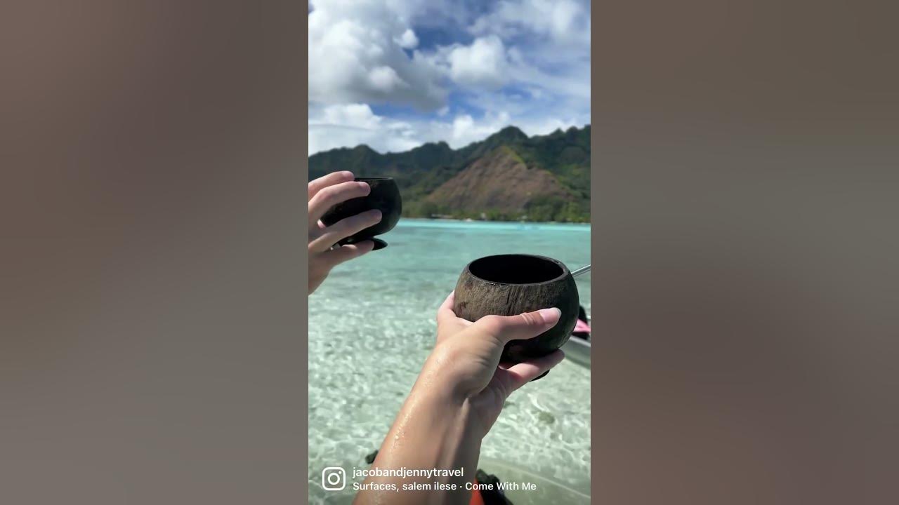 Drinks on a Sandbar in Moorea, French Polynesia😍 #travelcouple #travelvlog #shorts #moorea #travel
