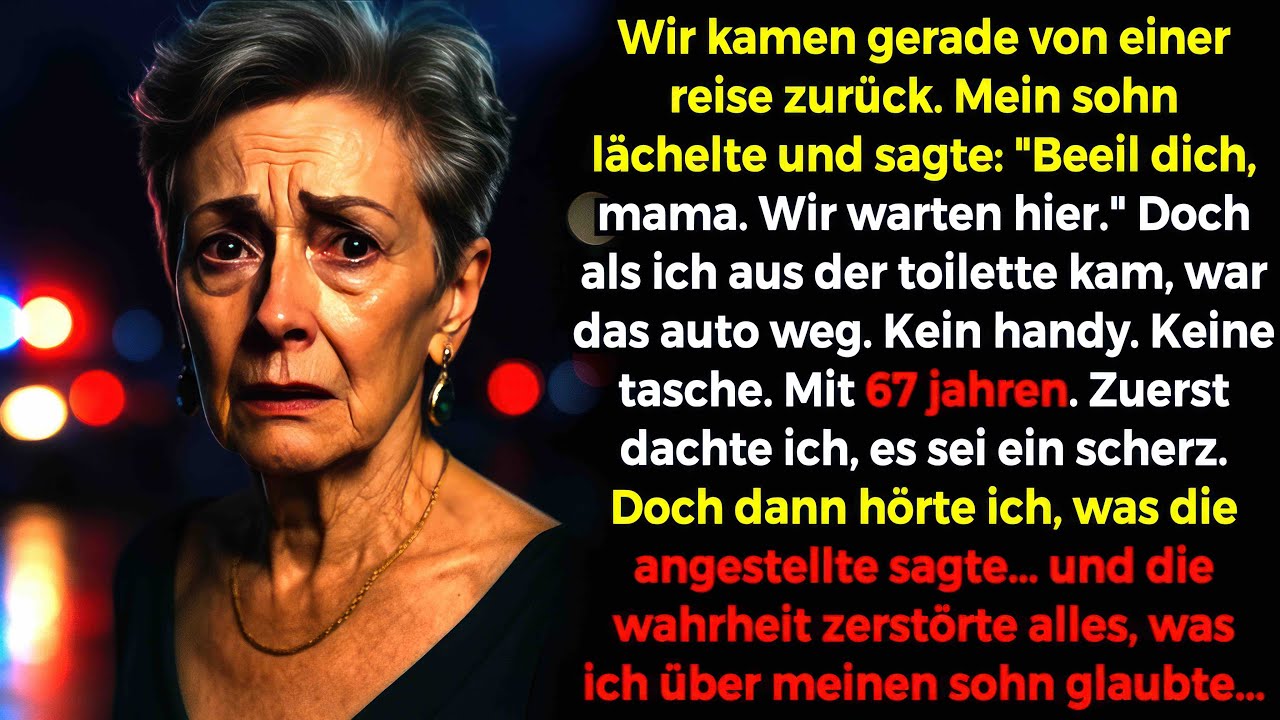 An der tankstelle sagte mein sohn: „geh schnell aufs klo“ — als ich rauskam, war das auto schon weg