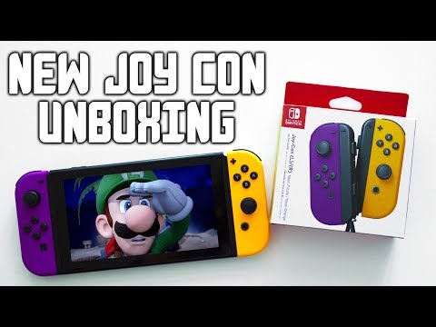 Nintendo Switch NEON Purple and Orange Joy Con Unboxing + Review (New Joycons 2019))