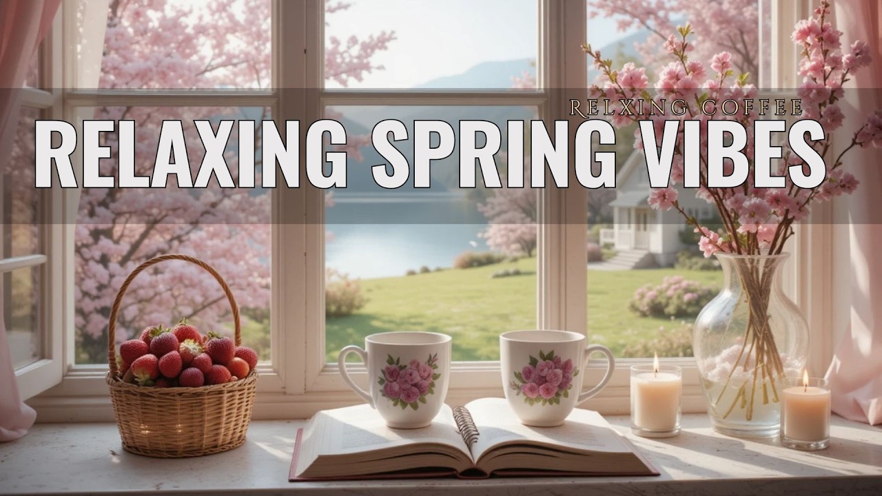 Spring Morning Coffee by the Lake 🌸 Relaxing Piano Music & Cozy Nature ...