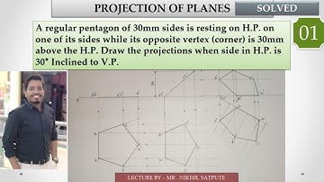 Technisch tekenen | Projectie van vlakken - Pentagon - Probleem - 01 | Leren met Nikhil