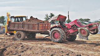 Mahindra Tractor Mud Loading With JCB 3dx Machine | Jcb loading | tractor video