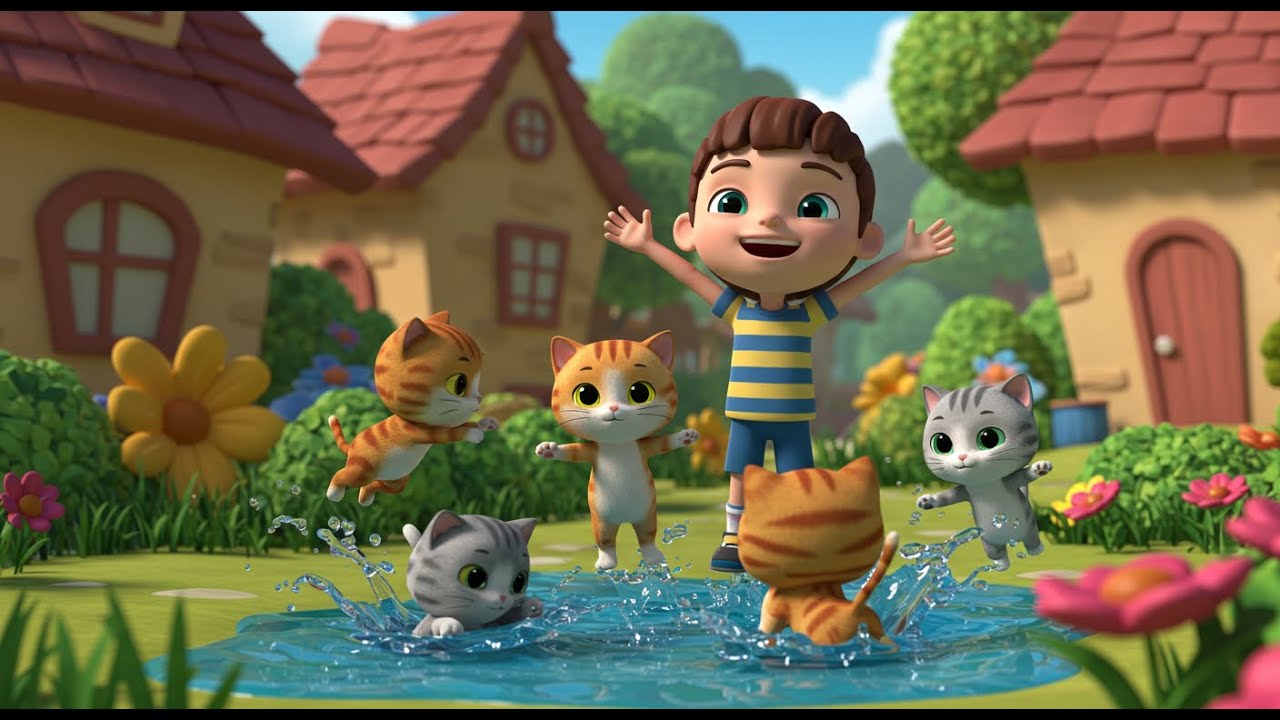Six Little Kittens Jumping in the Pool Fun Counting Song for Kids Baby Songs and Learning Videos