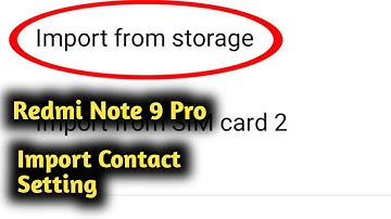 Redmi Note 9 Pro Import Contact Setting