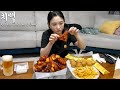 Real mukbang all koreans like this spicy chicken  the best latenight snacks chicken  beer
