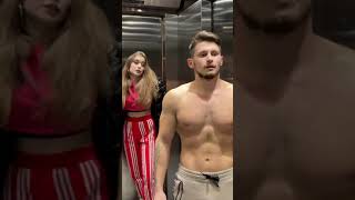 Shmeksss - Elevator Prank - Ripping His Shirt😨 - #prank​ #shmeksss​ #reaction​ #comedy​ #shorts