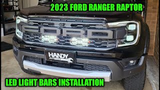 LED Light Bars installation behind grille  Ford Ranger Raptor 2023