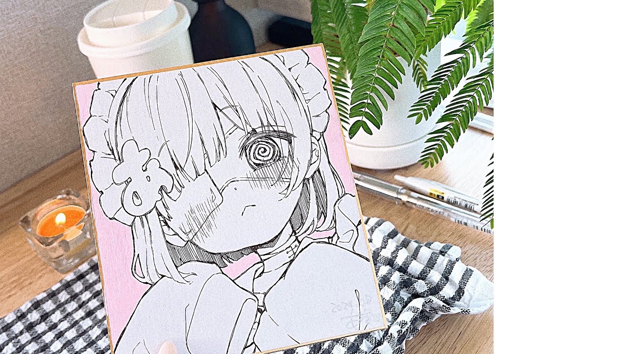 アナログ】ミニ色紙制作風景【イラストメイキング】 - YouTube