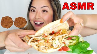 Asmr Chicken Shawarma Eating Video, Falafel, Mediterranean Salad, Garlic Yogurt Sauce