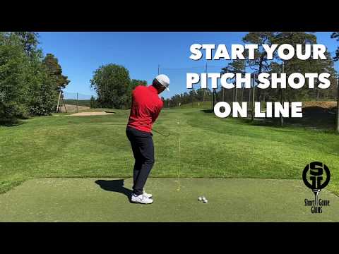 Drill to hit pitch shots straight on the target line