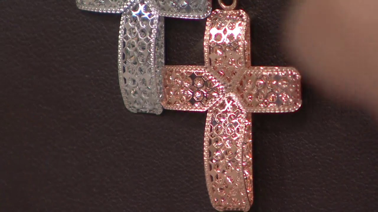 Italian Gold Cross Pendant, 14K Gold on 