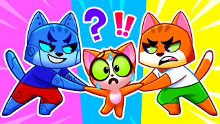 ¡¿Dónde está mi papá?!🙀Familia real VS. copia 👪Divertidos juegos de imitación para bebés 😻 Purr-Purr