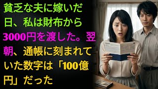 貧乏な夫に嫁いだ日、私は財布から3000円を渡した。翌朝、通帳に刻まれていた数字は「100億円」だった